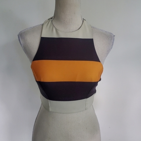 ASOS Striped Mesh Insert Crop Top - Picture 3 of 10